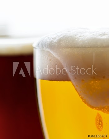 Pints of draught beer macro photography