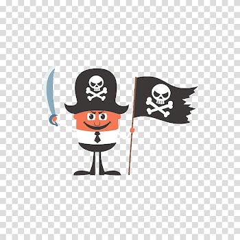 Piracy Illustration, Black pirate flag transparent background PNG clipart