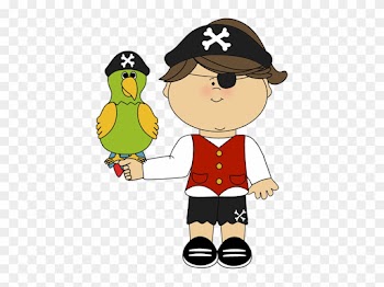 Pirate Girl With Parrot Clip Art - Pirate Clipart