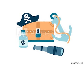 Pirate items flat vector illustration