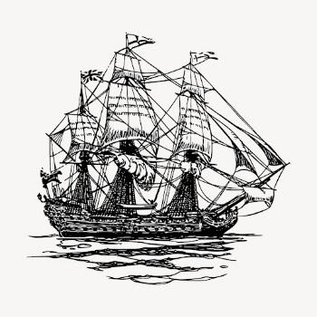Pirate ship clipart, vintage illustration | Free Vector - rawpixel