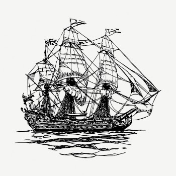 Pirate ship collage element, vintage | Free PSD - rawpixel