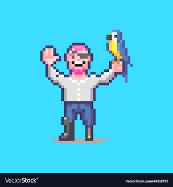 pirate with a wooden leg and a parrot