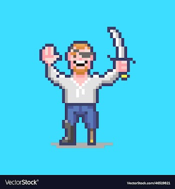 pirate with a wooden leg and a sword