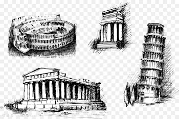 Pisa Agrigento Colosseum Architecture - Vector city silhouette 