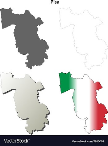 Pisa blank detailed outline map set vector image