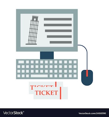 Pisa tower on computer and ticket vector image