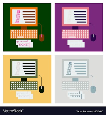 Pisa tower on computer and ticket vector image