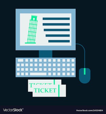 Pisa tower on computer and ticket vector image