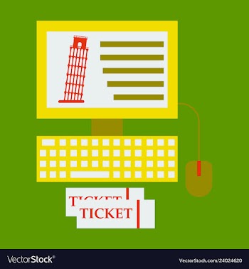 Pisa tower on computer and ticket vector image