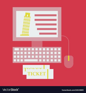 Pisa tower on computer and ticket vector image