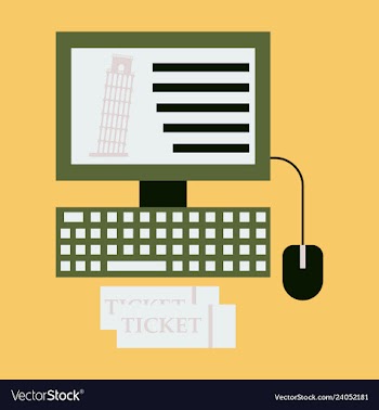 Pisa tower on computer and ticket vector image