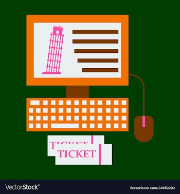 Pisa tower on computer and ticket vector image