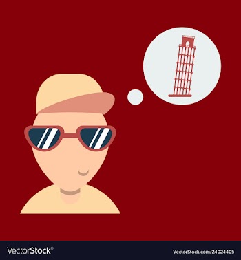 Pisa tower with a tourist vector image