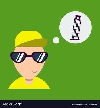 Pisa tower with a tourist vector image