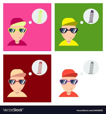 Pisa tower with a tourist vector image