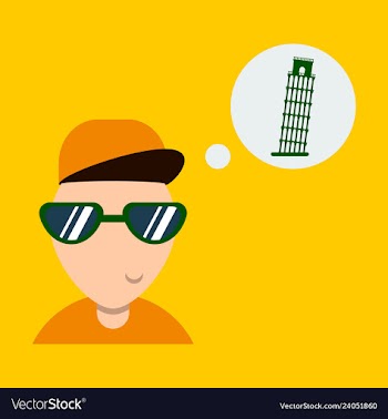 Pisa tower with a tourist vector image