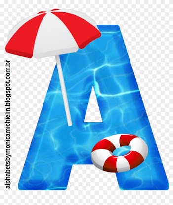 Piscina Com Guarda-sol E Bóia Alfabeto, Pool Beach - Inflatable
