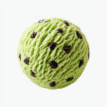 Pistachio Ice Cream Scoop with Chocolate Chips