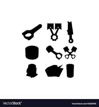 piston engine set silhouette icon