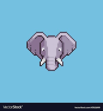 pixel art cartoon elephant icon