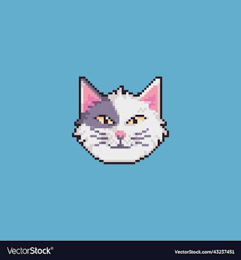 pixel art cat head cartoon