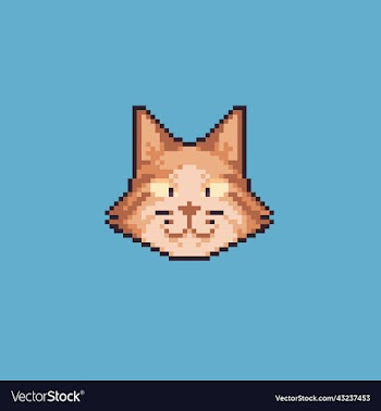 pixel art cat head cartoon