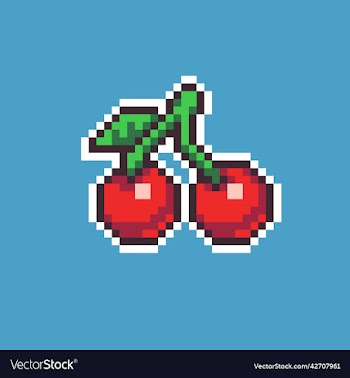 pixel art cherry fruit icon for game development