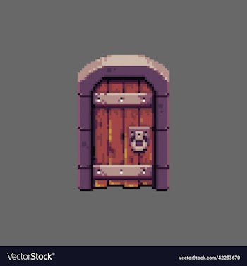 pixel art closed wooden door