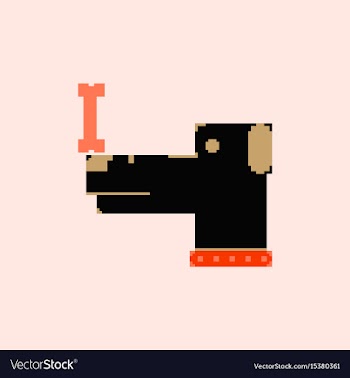 Pixel art dog with bone vector image