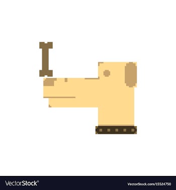Pixel art dog with bone vector image