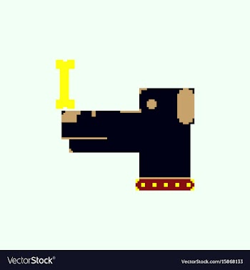 Pixel art dog with bone vector image