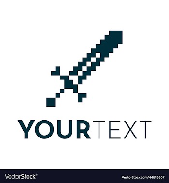 pixel art emblem of medieval knights sword