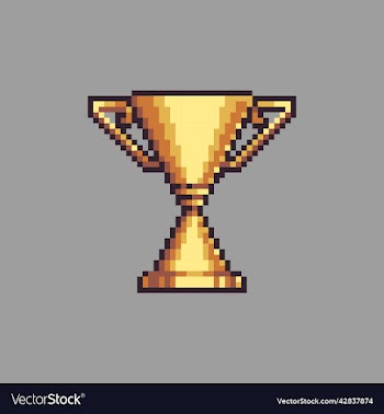 pixel art golden medals and trophy