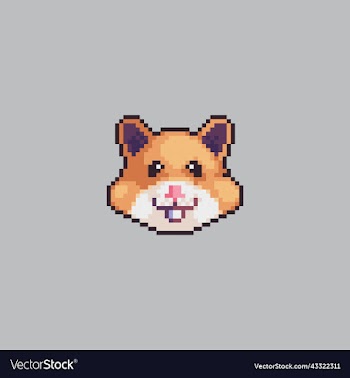 pixel art hamster head cartoon
