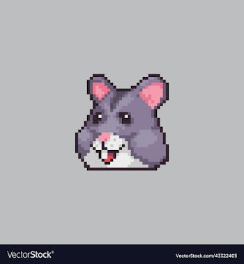 pixel art hamster head cartoon