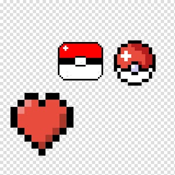 Pixel art Heart, pokeball transparent background PNG clipart