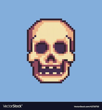 pixel art human skull for game