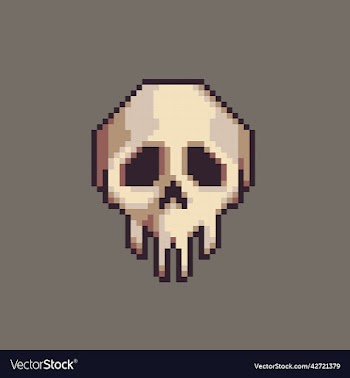 pixel art human skull for game