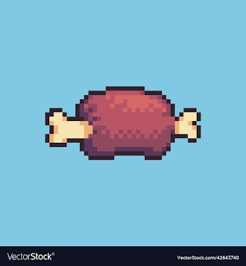 pixel art meat for game development or asset