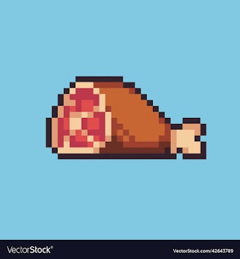 pixel art meat for game development or asset