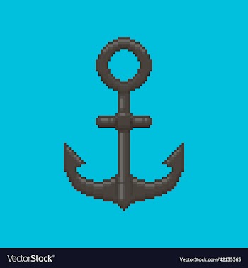 pixel art navy black ship anchor