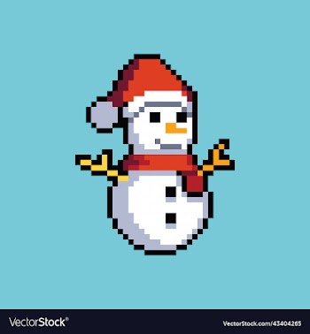 pixel art snowman cartoon for game