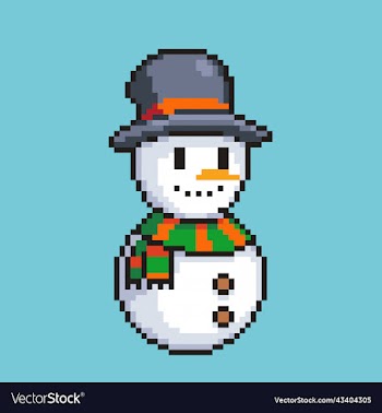 pixel art snowman cartoon for game
