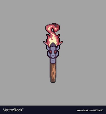 pixel art torch for game development or asset