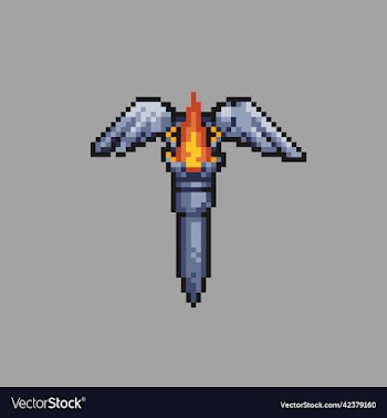 pixel art torch for game development or asset