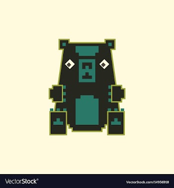 Pixel art toy bear vector image