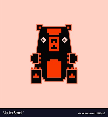 Pixel art toy bear vector image