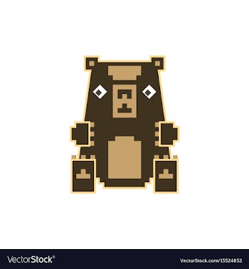 Pixel art toy bear vector image