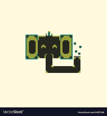 Pixel elephant face vector image